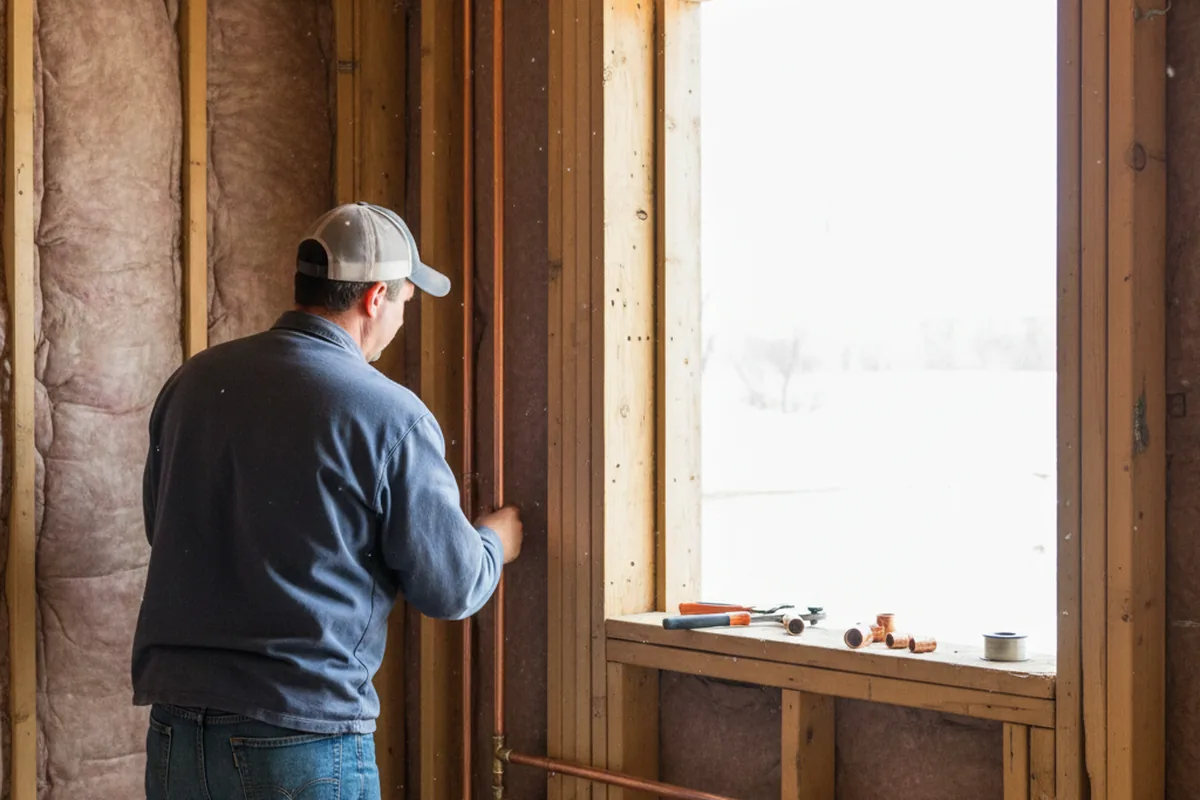 Licensed plumber running new copper supply lines in a Grand River home