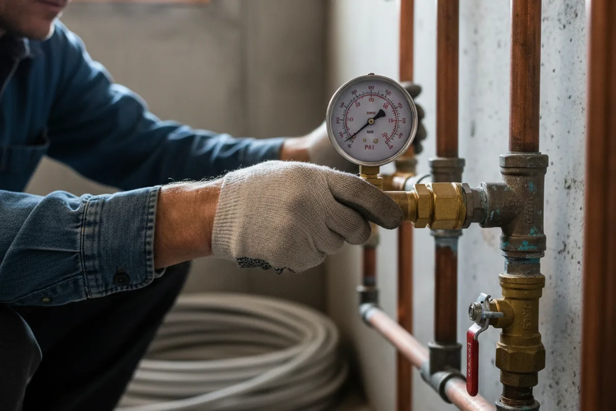 Pressure testing a repaired line during Water Line Repair in Grand River